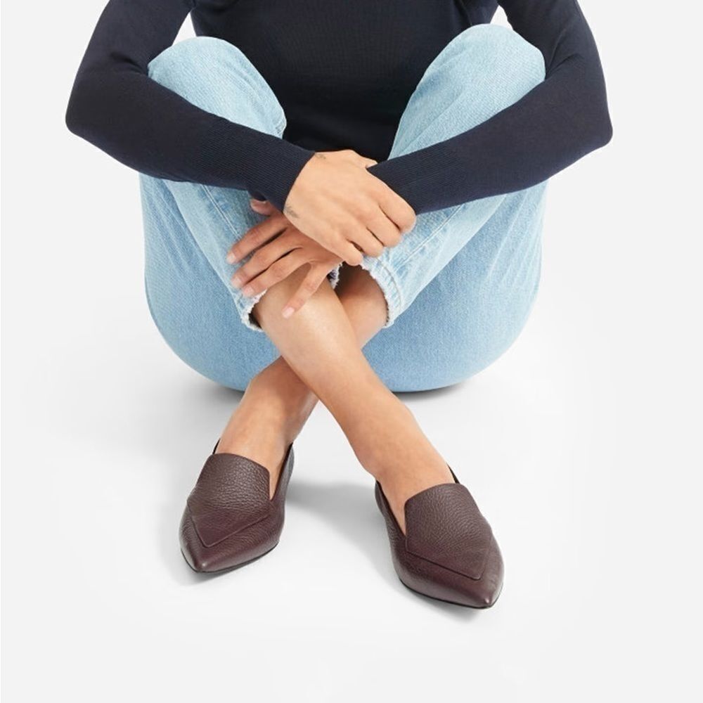Everlane Burgundy Pebbled Leather Loafers Size 11 New Capsule Luxurious Chic